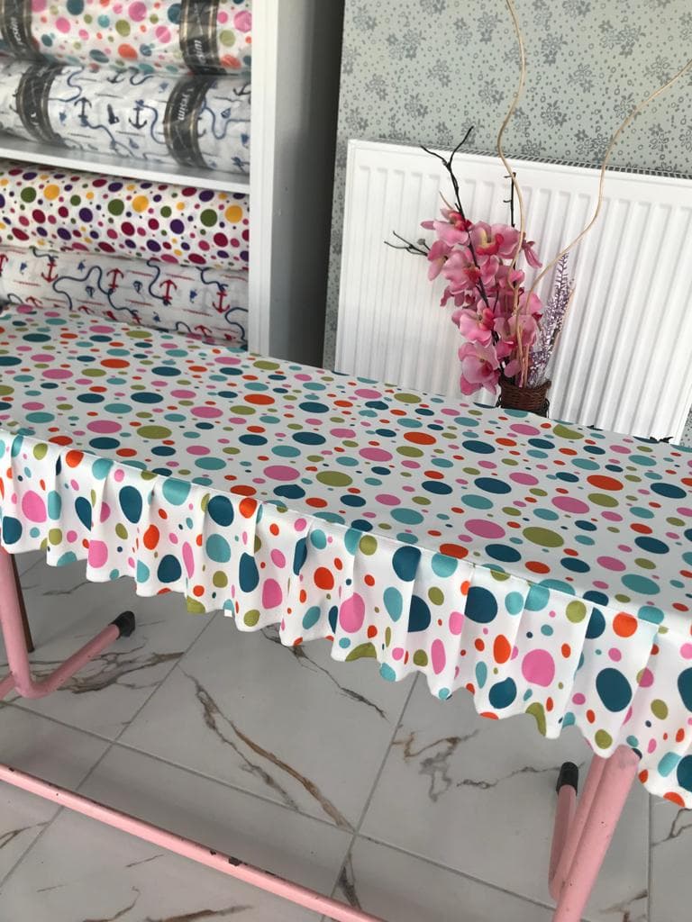 okul sıra örtüsü turkuaz puanlı 18'li paket ( öğretmen masa örtüsü hediyeli )